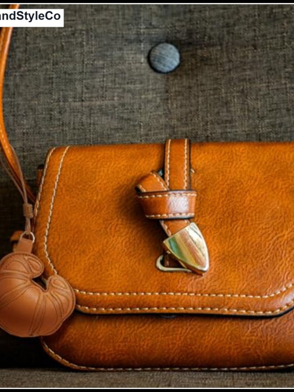 Leather Croissant Bag Charm Keychain for Handbags - Picture 3 of 6